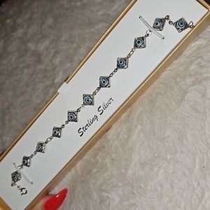 Evil Eye Bracelet 7.5 inches 925 Sterling Silver